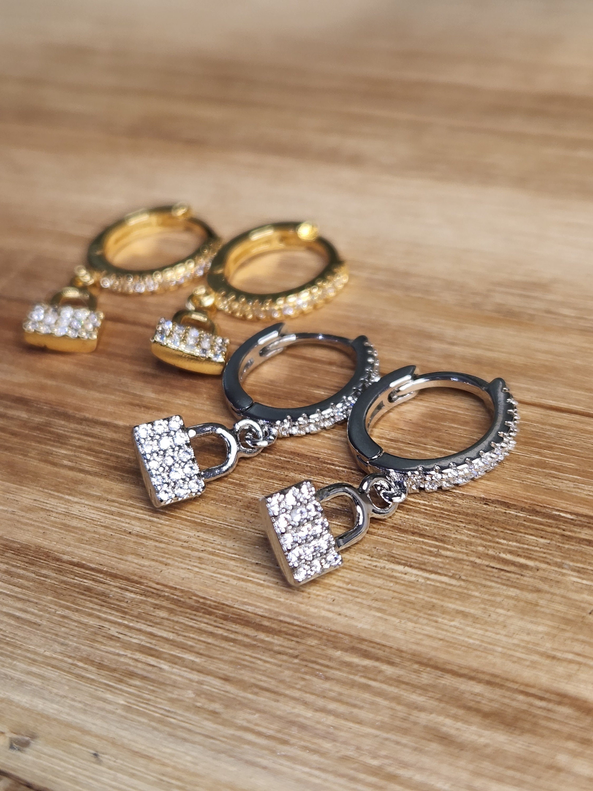 Vonchic Huggie Hoop Earrings - 18ct Gold Filled Round CZ Crystal Bling For Men & Women 8 thumbnail image