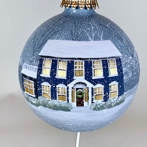 Ornament aangepast huisportret: handgeschilderd acryl winters tafereel