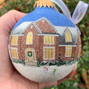 Custom House Portrait Ornament: Hand-Painted Glass Keepsake