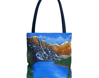 Moraine Lake Tote Bag: Banff National Park Gouache Painting
