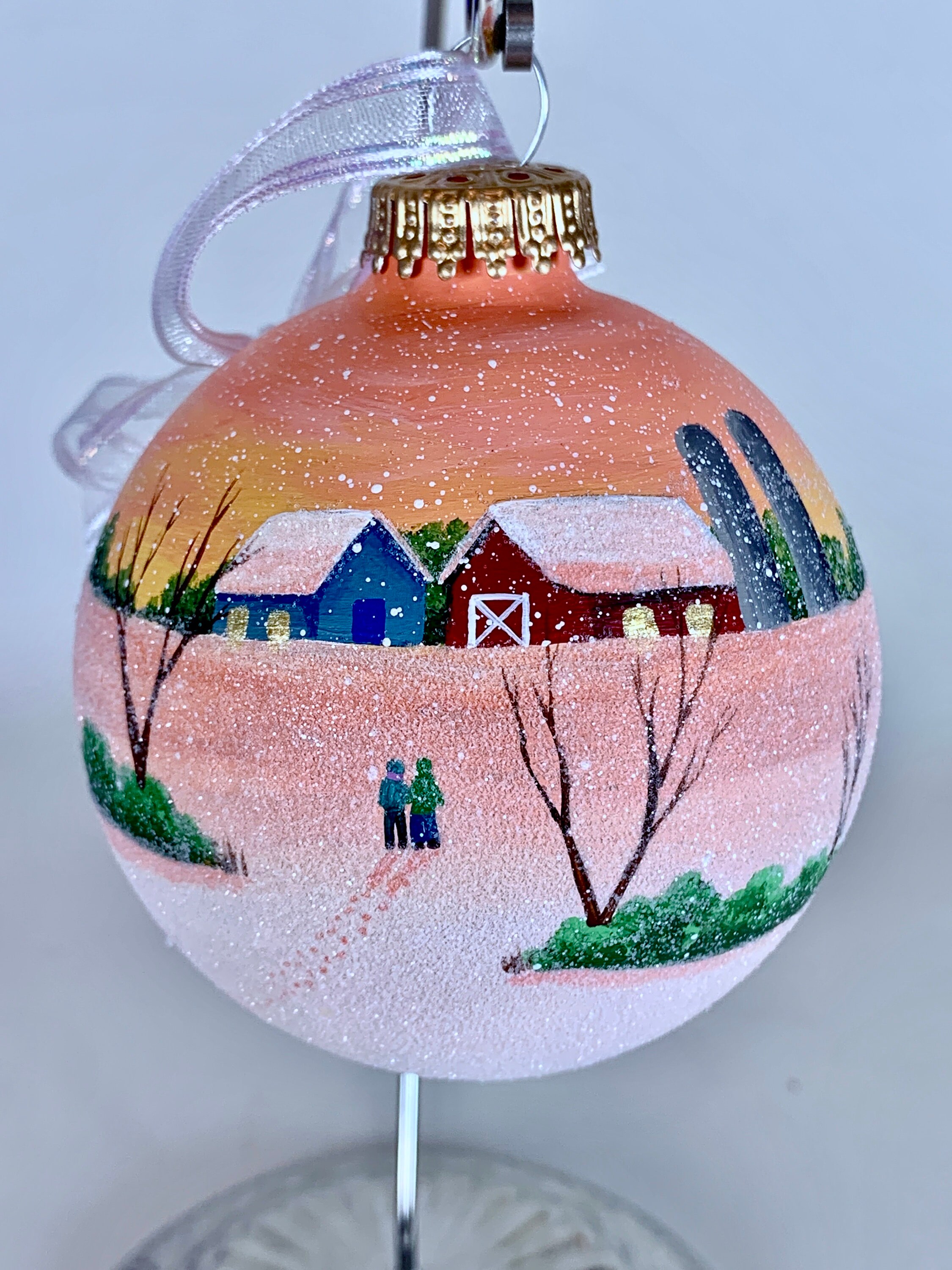 Hand-painted Wooden Ornament- Christmas Tree Farm