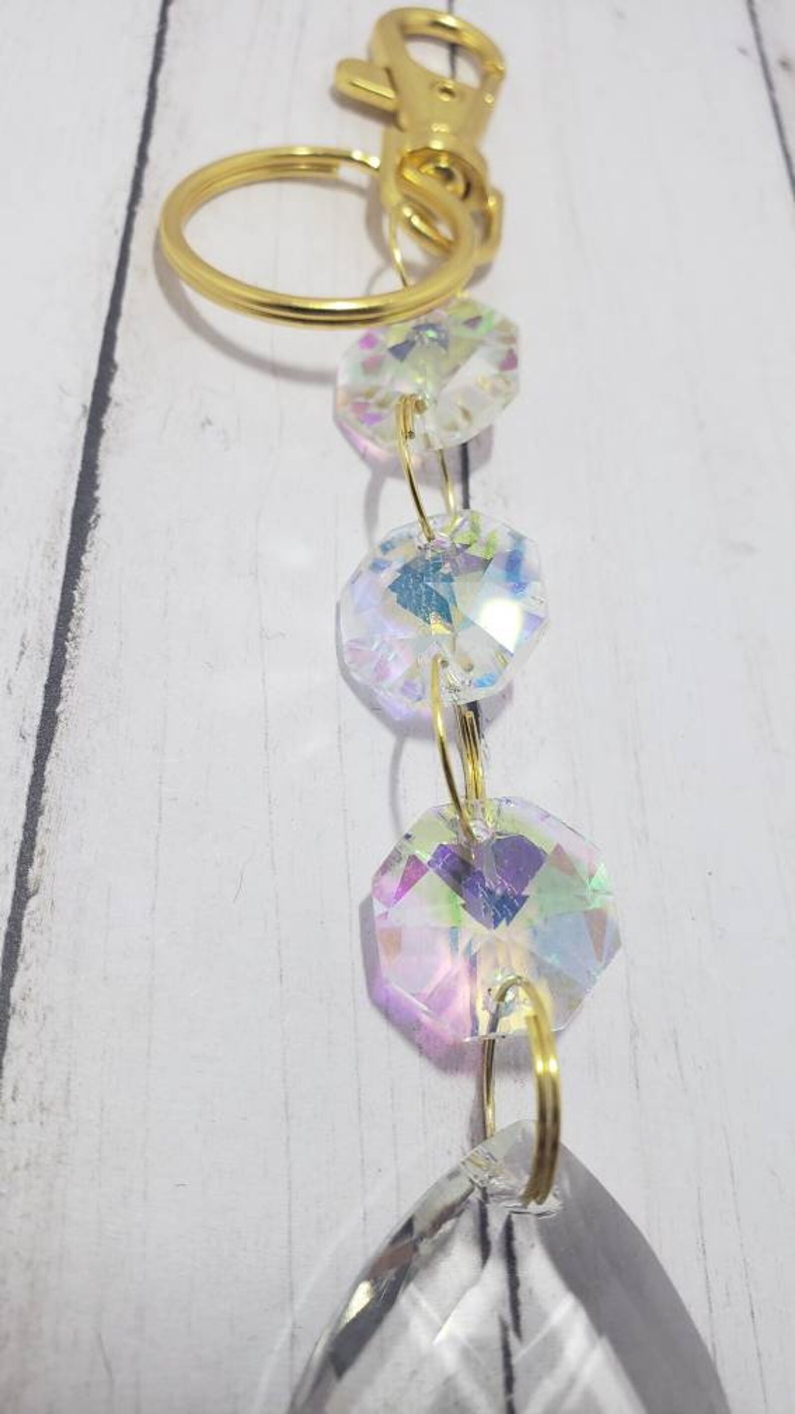 Chandelier Glass Bead and Prism Keychain Unique Keychains Etsy