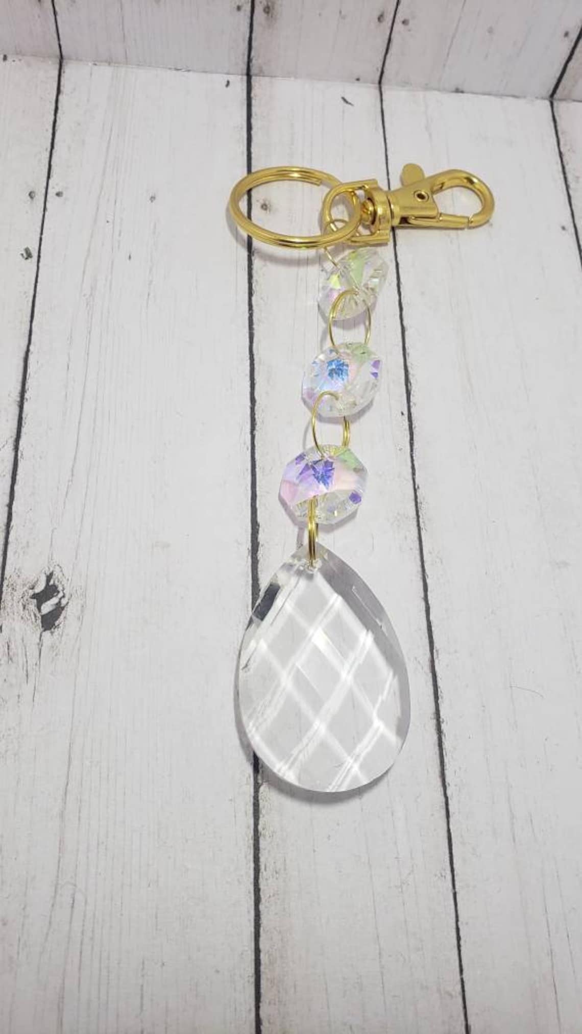 Chandelier Glass Bead and Prism Keychain Unique Keychains Etsy