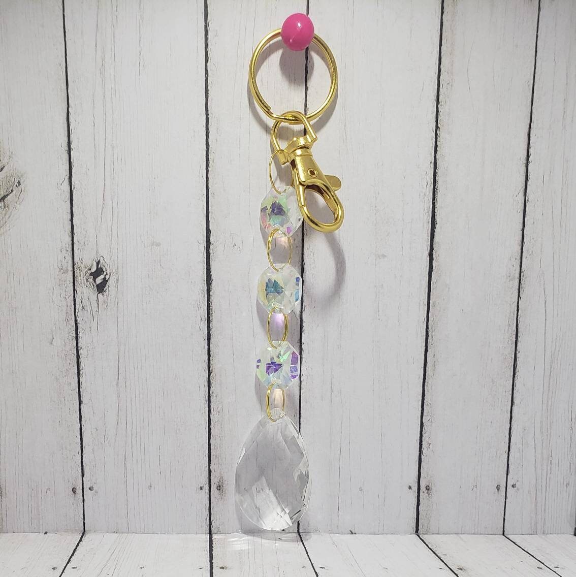 Chandelier Glass Bead and Prism Keychain Unique Keychains Etsy