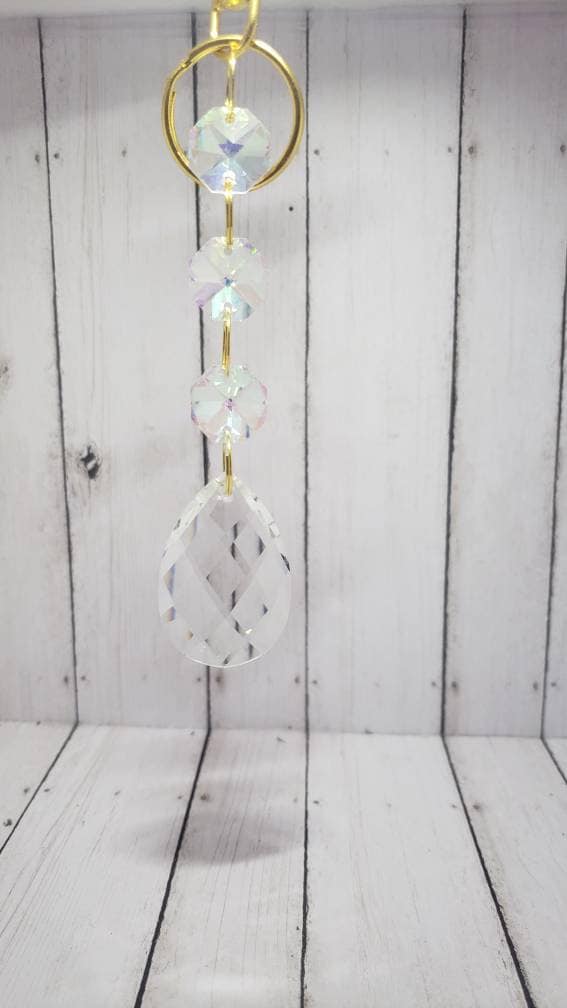 Chandelier Glass Bead and Prism Keychain Unique Keychains Etsy