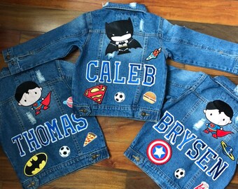 Boys Custom Denim Jacket Personalized with Patches
