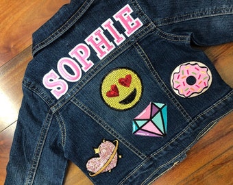 Baby/Toddler Girls Custom Denim Jacket Personalized with Patches