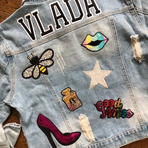Women&#39;s Custom Denim Jacket Personalized with Patches