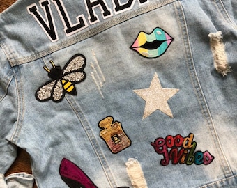 Women's Custom Denim Jacket Personalized with Patches