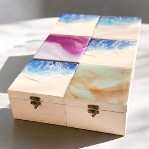Ocean-Inspired Wooden Jewelry Box | Coastal Jewelry Box | Beach-Themed Storage | Unique Gift for Sea Lovers | Nautical Jewelry Box Organizer