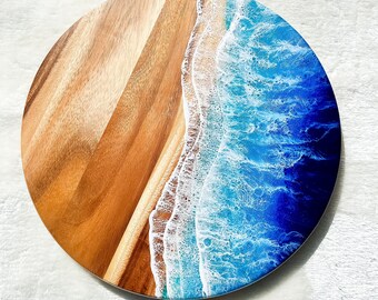 Lazy Susan personalizzata, regalo con incisione per decorazioni oceaniche, regalo di nozze senza tempo, decorazioni oceaniche, arte in resina Lazy Susan per l'inaugurazione della casa