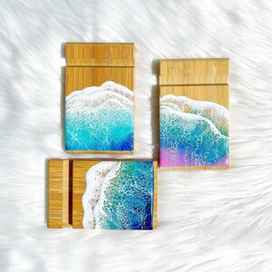 Bamboo Cell Phone Stand, Cell Phone Holder Beach Decor, Ocean Art Housewarming Gift, Mothers Day Gift For Her, 3D Wave Art