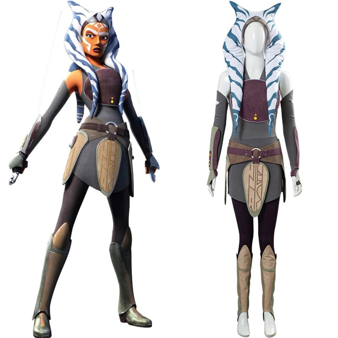 Star Cosplay Wars Rebels Ahsoka Tano Costume Women Dress Etsy