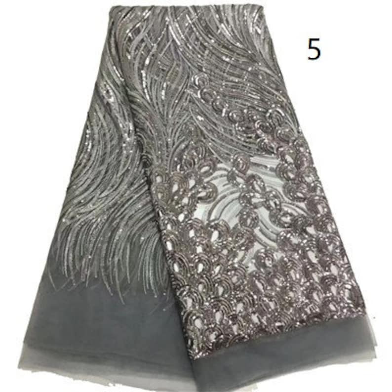 African Sequins Lace Fabric Embroidered Nigerian Net Laces Fabric Bridal High Quality French Tulle Lace Fabric 5 Yards