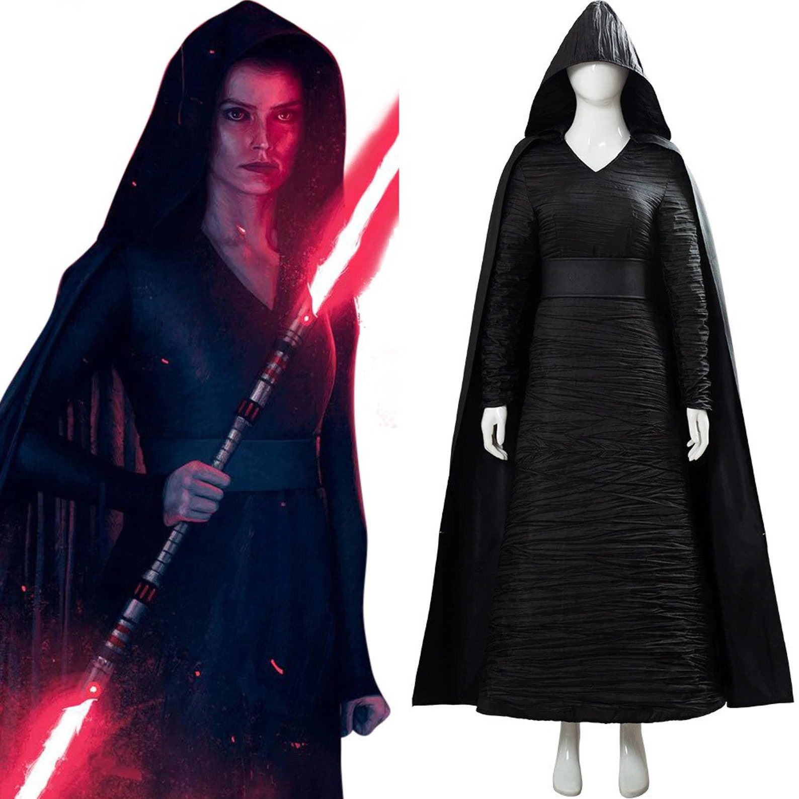 Star The Rise of Skywalker Rey Cosplay Costume Black Robe Etsy