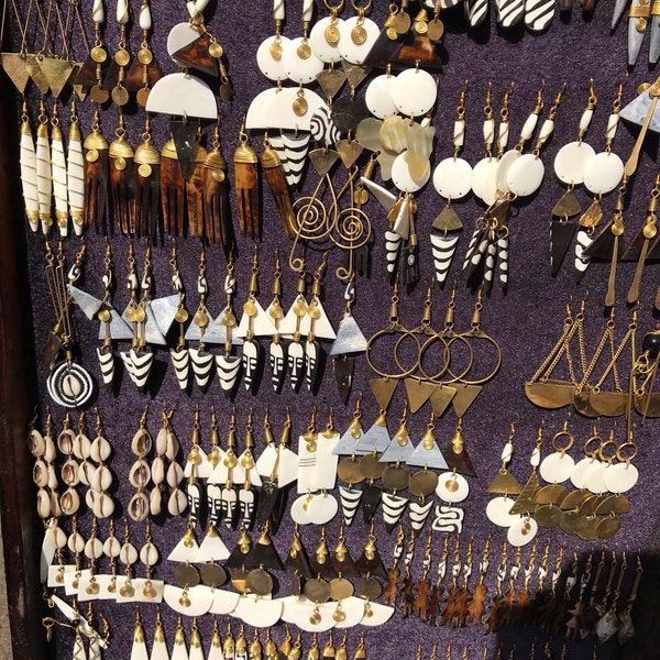 50 assorted wholesale earrings, bone earrings, horn earrings, African earrings, wholesale earrings