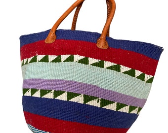 Panier en sisal tissé, Panier du marché, Panier fait main, Panier tribal, Jardinière en sisal tressé, Panier de pique-nique, Sac de plage, Panier de rangement de jouets