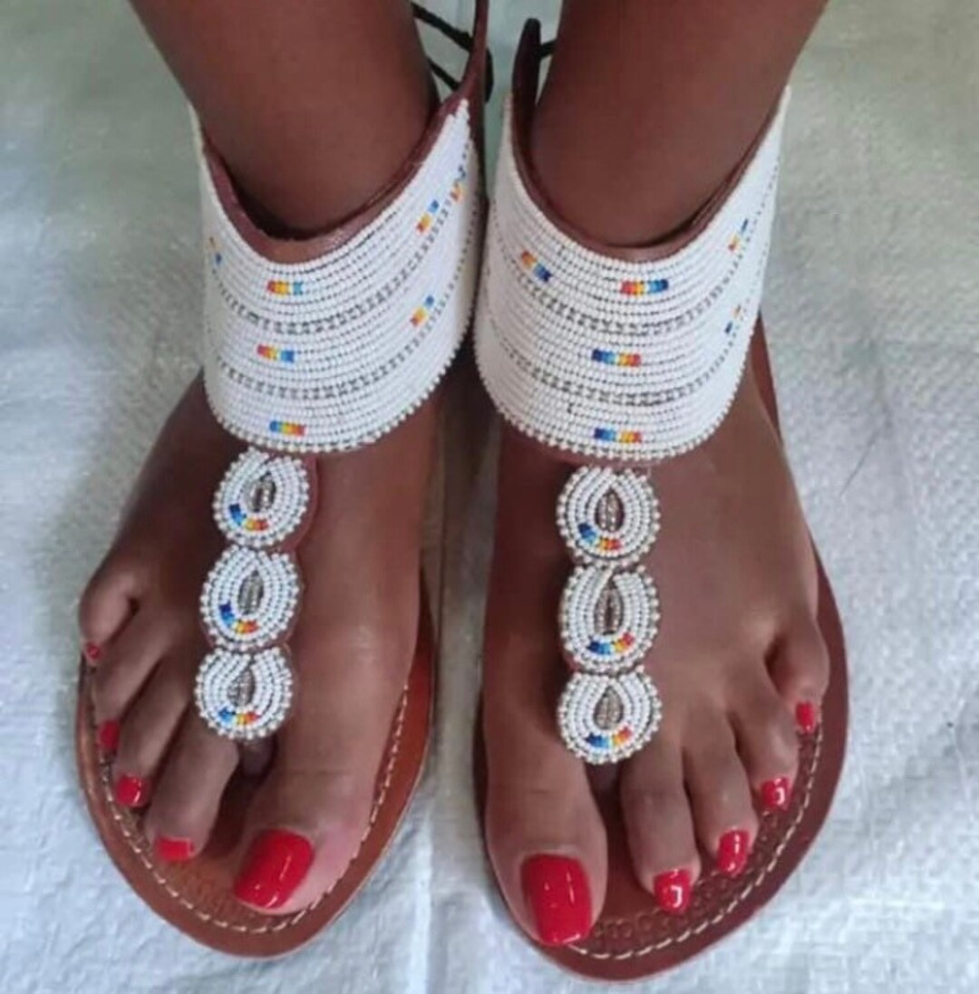 Maasai Sandalbeaded Sandals African Sandals Beach Sandals - Etsy