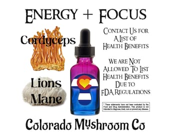 Energy + Focus - Lions Mane & Cordyceps Double Extract Tincture - Colorado Mushroom Company