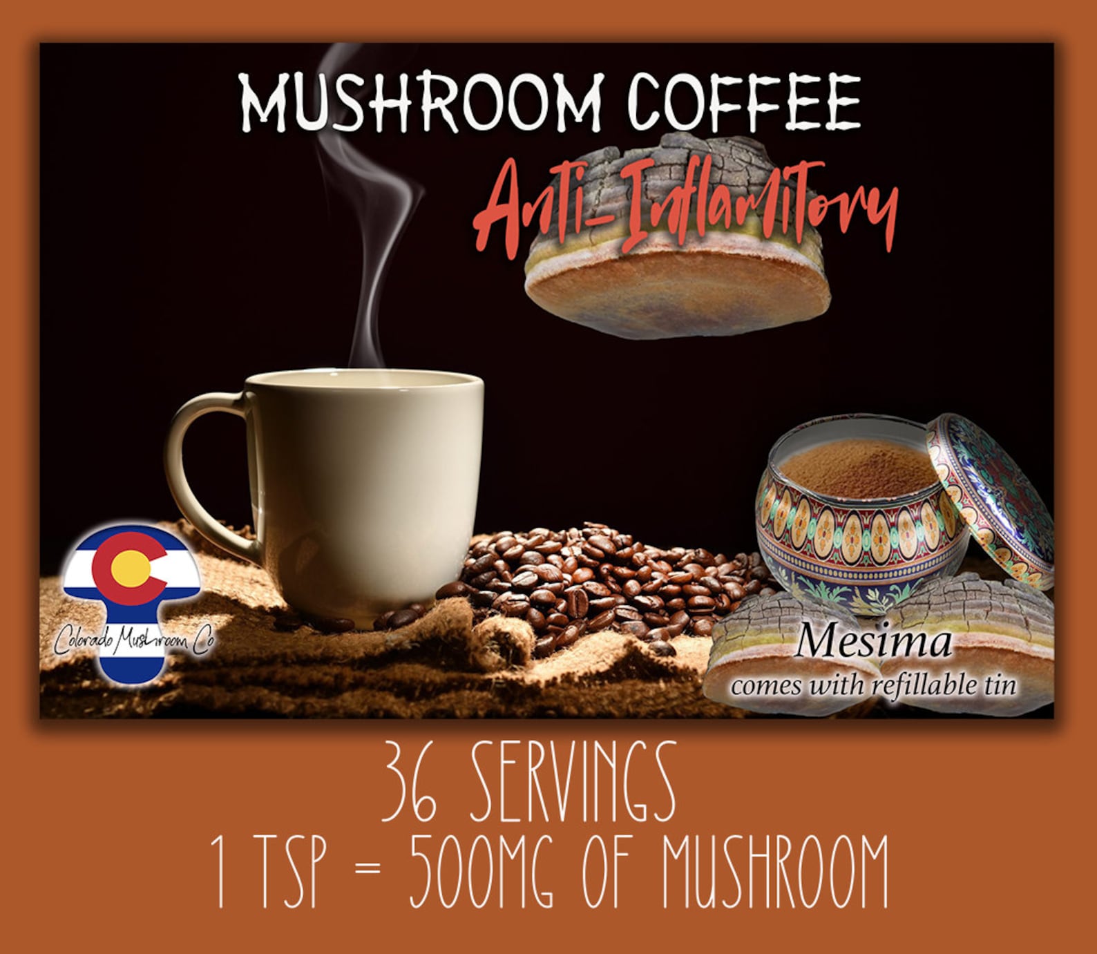 AntiInflammatory Mushroom Coffee w/ Mesima Mushrooms Etsy