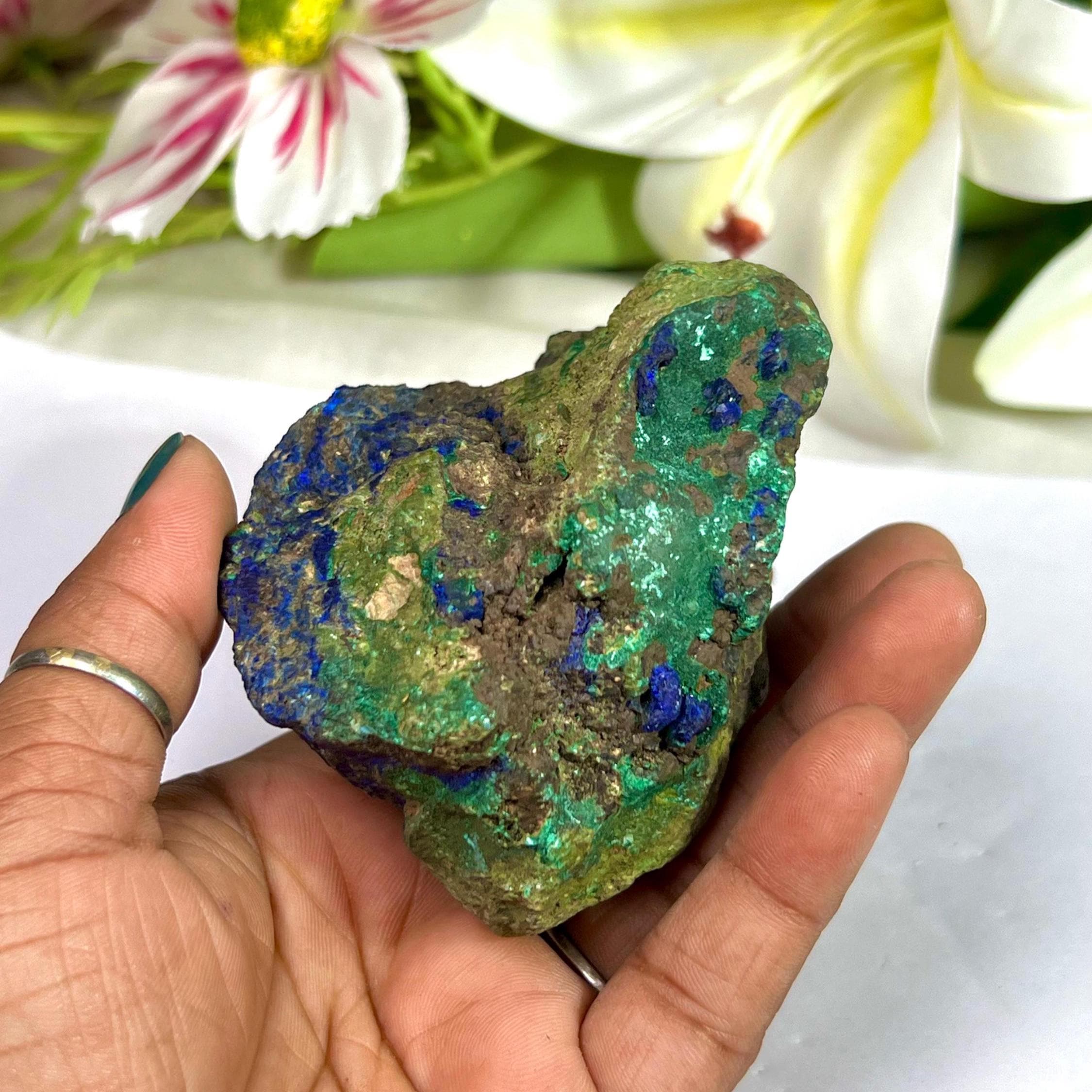 ✳️専用‼️✨癒される発色と模様✨高いヒーリングパワー✨マラカイト 原石 天然石 原石アズライトマラカイトクリスタル：レイキヒーリングストーン（302