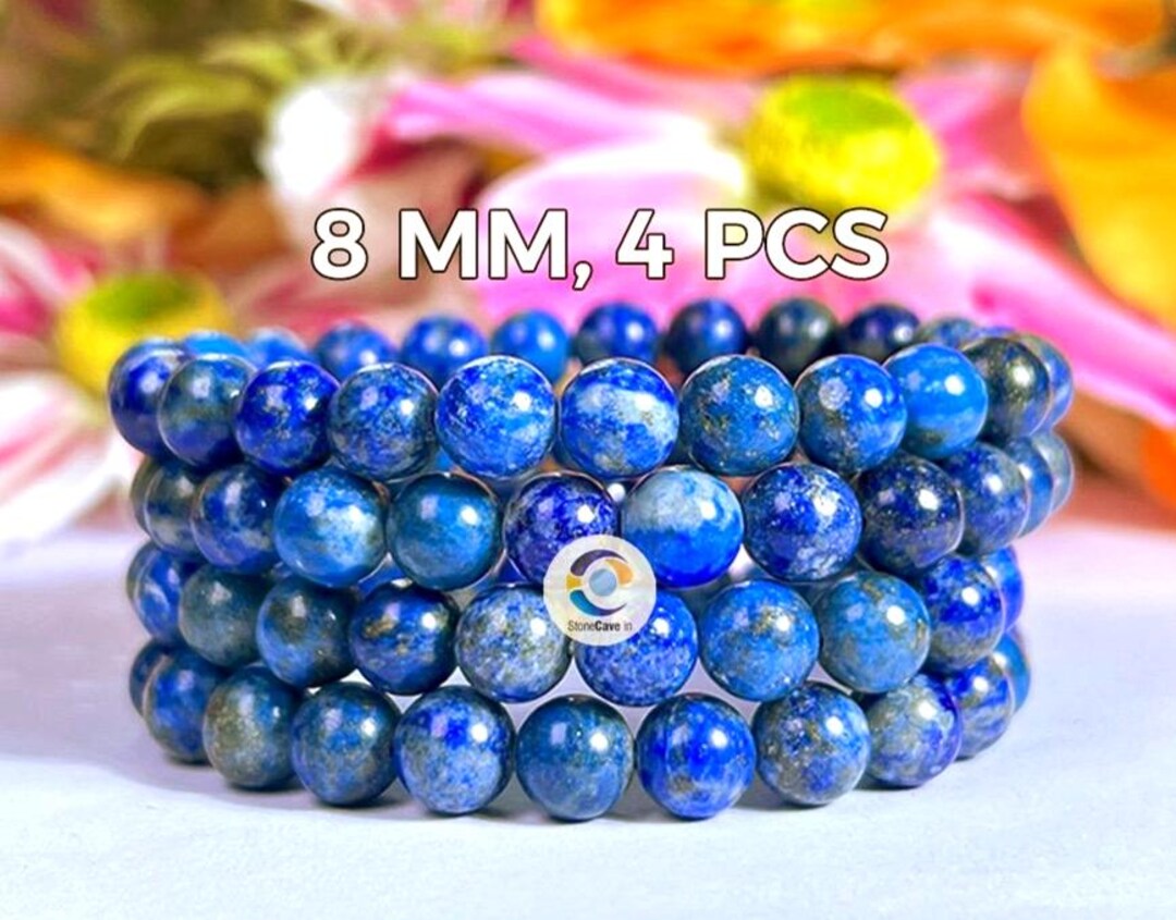 Lapis Lazuli Bracelet Set: Natural Stone, Healing Crystals (4 Pcs