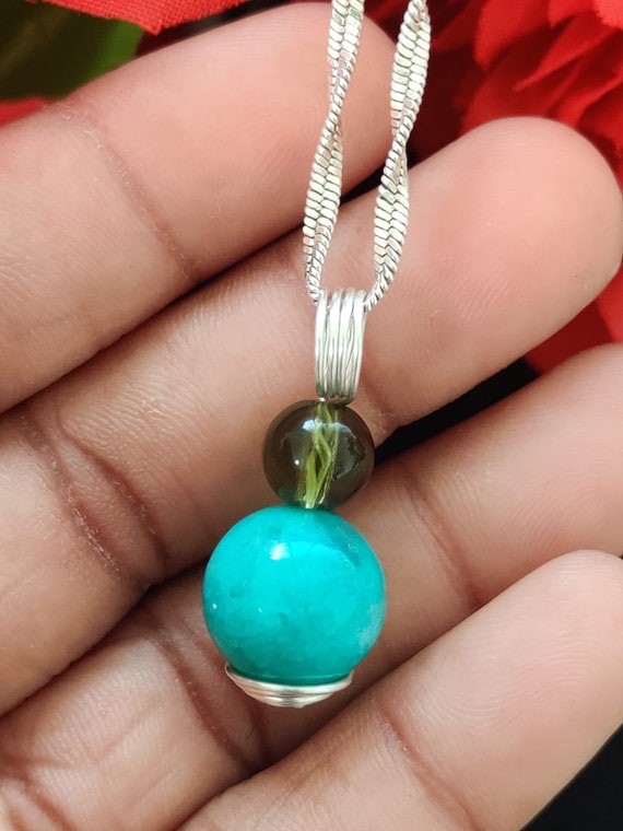 Rarest Beautiful Ajoite Moldavite Stone Pendant Gemstone Pendant