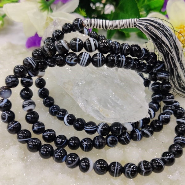 Black Sulemani Hakik Mala Beads Reiki Healing and Vastu Traditional 108+1 Beads 8 MM Mala-Preyer Japamala-Rosary Mala-Meditation Power Mala