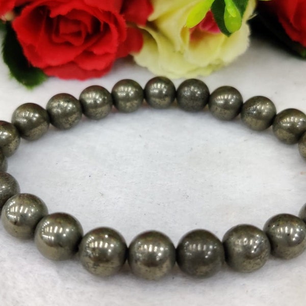 Magnetite Stone Round Beaded Bracelet 6 MM 8 MM 10 MM Stretch Bracelet