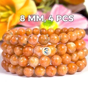 Orange Calcite Stone Bracelet: Healing Crystal, Stretchable, 8mm (Lot of 4)