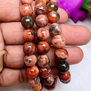 Rosophia Altar Stone Cool Reddish Colored Beads Bracelet 8 mm Rosophia Crystal &#39;Stone of the Heart&#39; From Rocky Mountains USA.