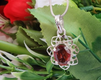 Spessartine Garnet Pendant: 92.5 Sterling Silver, 15 Carat Gemstone