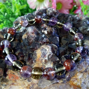 Auralite 23 With Smoky Quartz Stone Bracelet 8 Mm Round Beads - Etsy