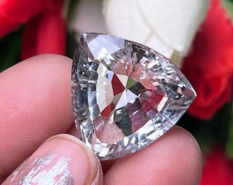 Trilliant Cut Phenacite Gemstone: 30 Carat Synergy 12 Crystal, High Vibration Altar Stone