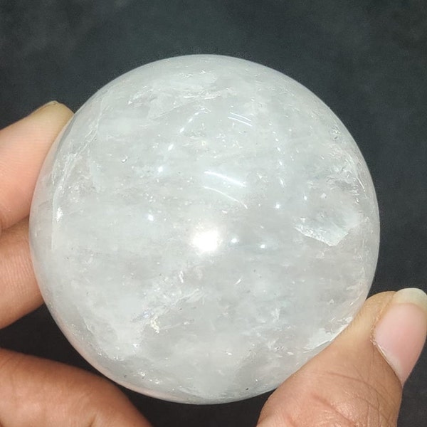 White Barite Baryte Light Crystal Stone  Sphere Ball Orb 180 Gram 50 MM AAAAA+++++ Stimulates 3rd Eye & Enhances Memory