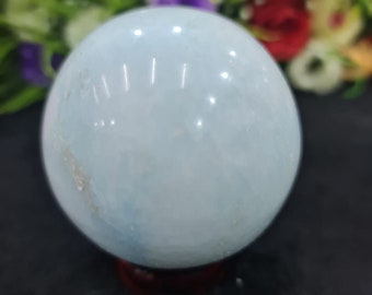 BLUE ARAGONITE Stone Sphere Ball Orb 232 Gram Anxiety Relief For Stressful Times,Water Element Stone,Throat Chakra