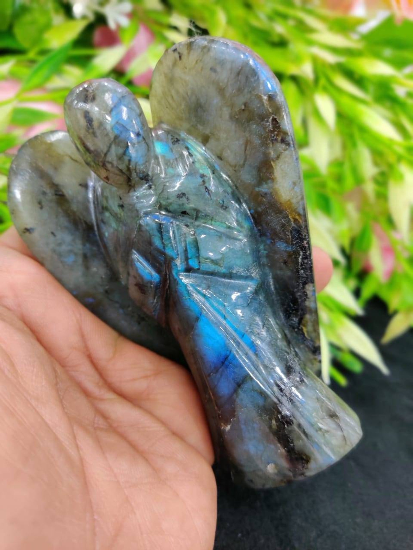 Blue Fire Rainbow Labradorite Stone Angel Shiny Angel | Etsy