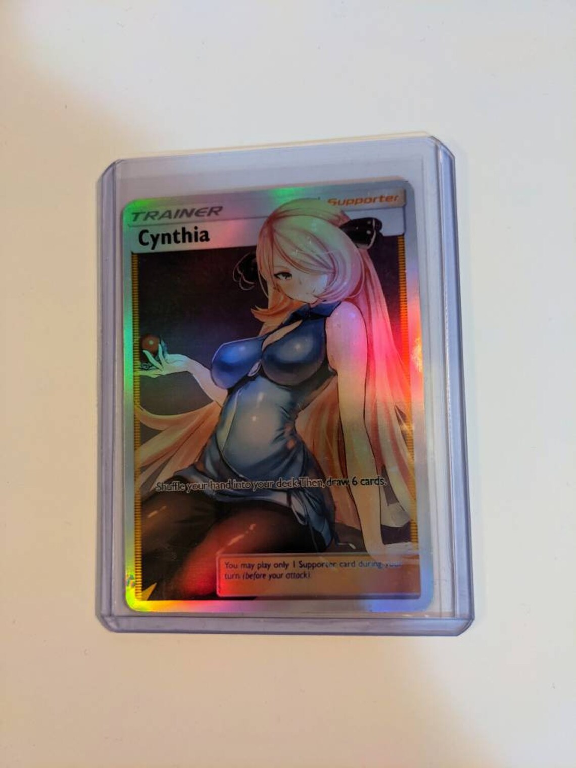 Full Art Holographic Pokemon Orica Custom Waifu Card Cynthia Etsy