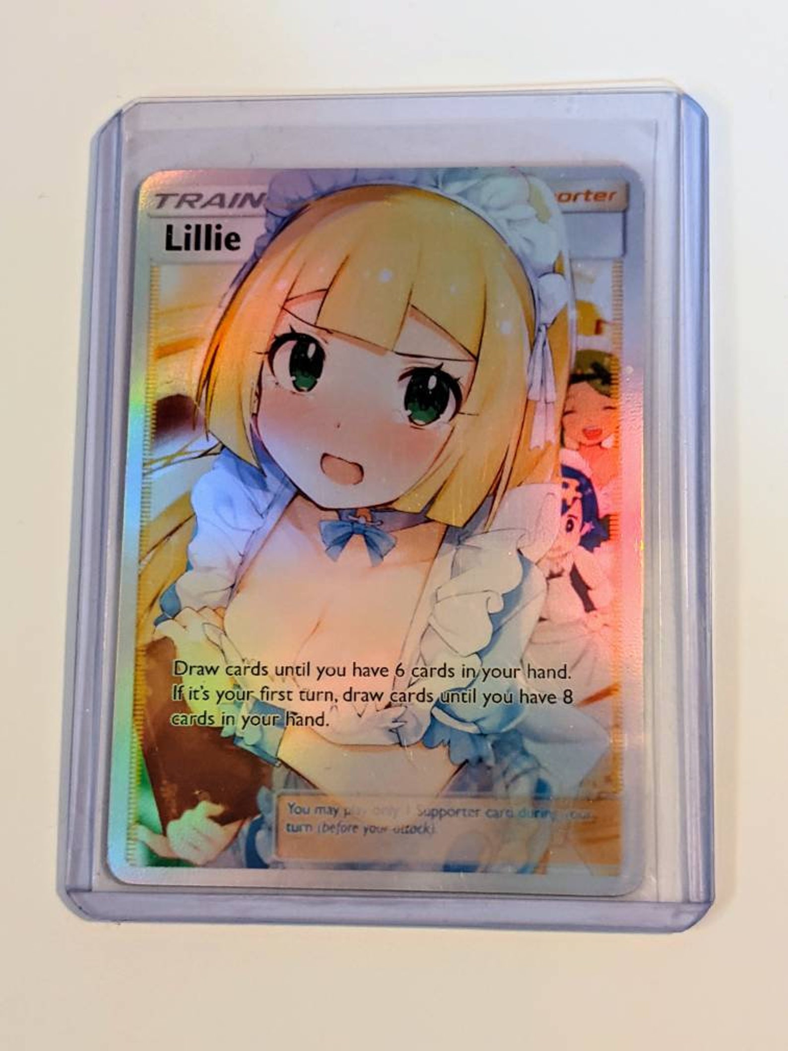 full art holographic pokemon orica custom waifu card lillie etsy españa