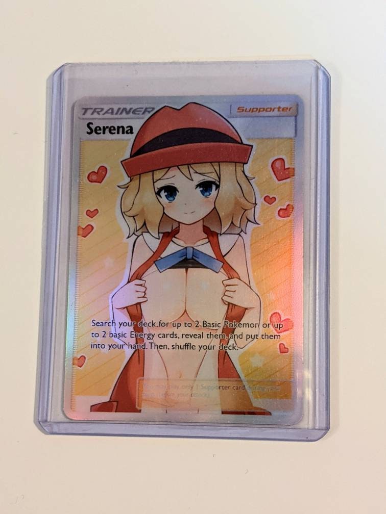 Full Art Holographic Pokemon Orica Custom Waifu Card Serena Etsy