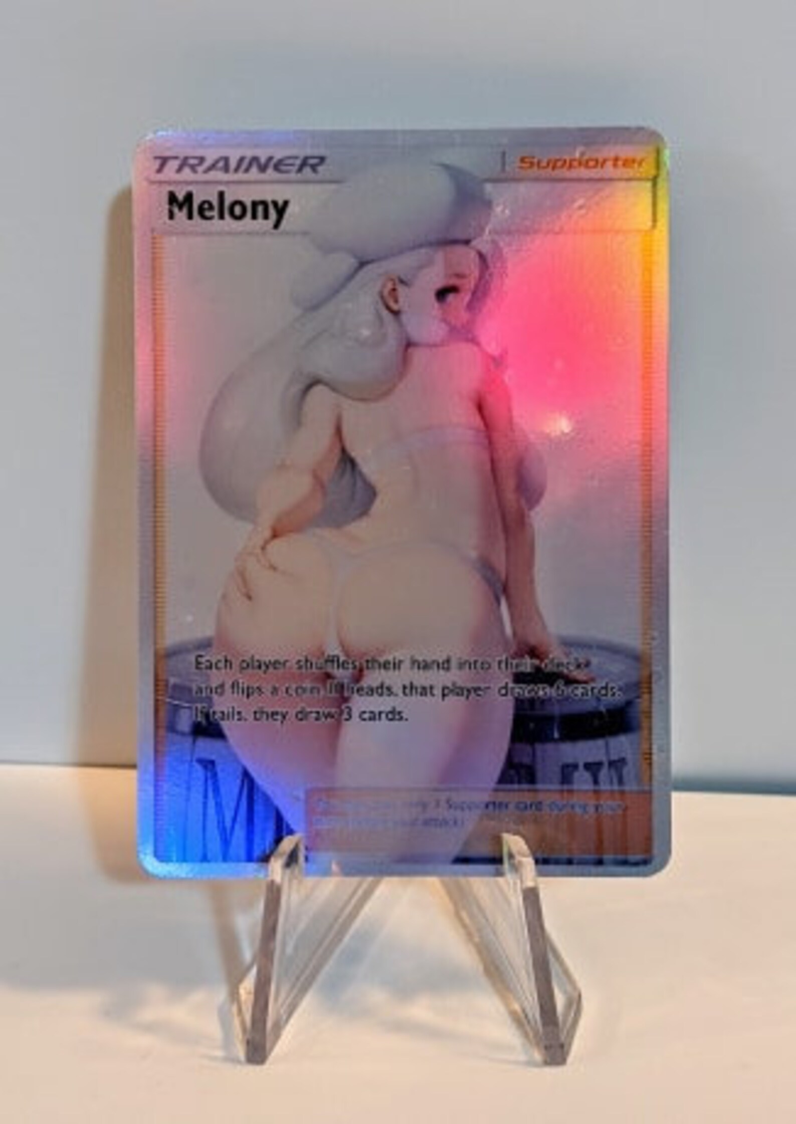 Full Art Holographic Pokemon Orica Custom Waifu Card Melony | Etsy