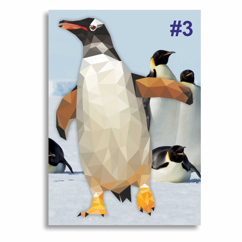 Penguin paint by sticker gift for kids Paint by number penguin Etsy