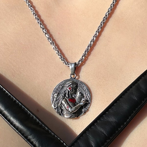 FREYA Goddess of LOVE and FERTILITY -Necklace - Handcrafted Sterling Silver Pendant on Thick Chain