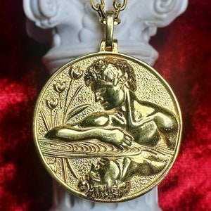Collier NARCISSUS en or 14 carats en argent sterling - Collier mythologie recto-verso - Amour de soi