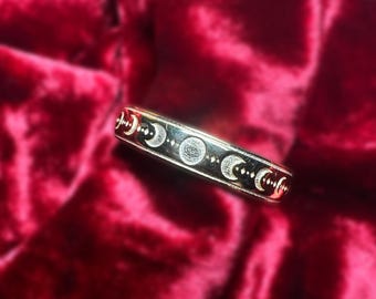 Moon Phase Ring | Hecate-Inspired Unisex Band | Sterling Silver or 14K Gold Plated | | Lunar Talisman
