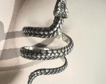 Adjustable Serpent Ring • 925 Sterling Silver • Oxidized Snake Talisman •  Gift for Her