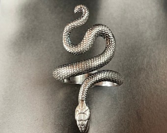 Anillo de plata SNAKE 925K / Anillo de serpiente ajustable de plata de ley