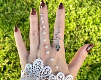 Anillo de serpiente de plata esterlina con vermeil de oro: Serpiente de circonita ajustable