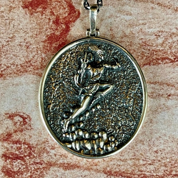 HERMES GOD Sterling Silver Necklace. Greek Mythology Jewelry. Unisex