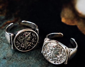 DIVINE PERSEPHONE Signet Ring • 925 Sterling Silver, Goddess Jewelry, Gift for Her
